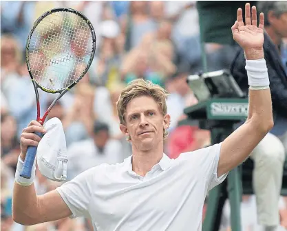  ??  ?? Kevin Anderson celebrates after beating John Isner in the Wimbledon semi-finals.