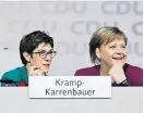  ?? Foto: AP / Markus Schreiber ?? Die Saarländer­in Annegret Kramp-Karrenbaue­r hat jetzt in der CDU das Sagen. Angela Merkel ist zufrieden.