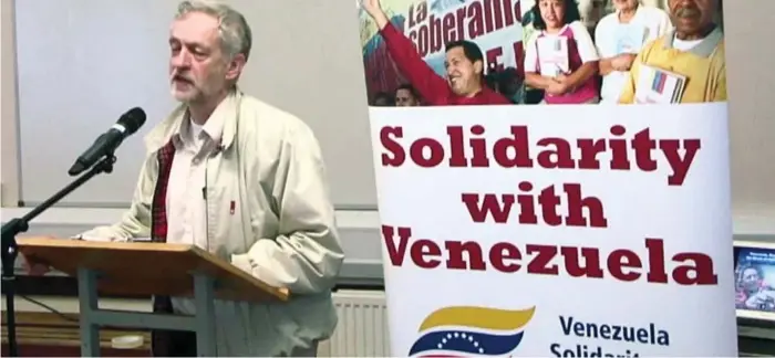  ??  ?? Rallying cry: The Labour leader, whom President Maduro described as a ‘friend’ of his country, gives a speech at a Venezuela Solidarity Campaign event in 2013