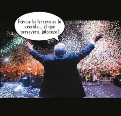 ??  ?? Andrés Manuel López Obrador, presidente electo, celebra el triunfo en el Zócalo