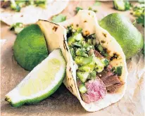  ?? CONTRIBUTE­D ?? Mark DeWolf’s Carne Asado Taco récipe features grilled flank steak and smoky homemade salsa.