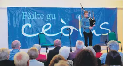  ??  ?? NO_T44_Ceòlas hosts new Gaelic book festival_01_Mìcheal Steele piping during Ceòlas community symposium 2017, (c) Liam Alastair Crouse