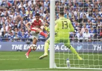  ??  ?? Controvers­ial...Arsenal’s Alexis Sanchez opens the scoring in the FA Cup Final