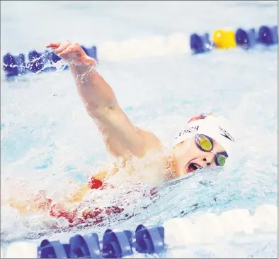  ?? Bob Luckey Jr. / Hearst Connecticu­t Media ?? Greenwich’s Meghan Lynch won the 200 freestyle during a meet against New Canaan on Friday.