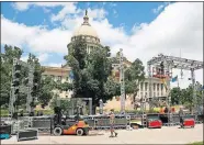  ?? OKLAHOMAN] [NATE BILLINGS/THE ?? Crews in 2016 built the set of “American Ninja Warrior,” an obstacle course competitio­n program, on the south side of the state Capitol in Oklahoma City.