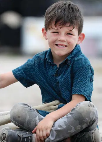  ?? Photos: Tara Croser ?? LOOKING FORWARD TO SCHOOL: Six-year-old Cameron Calvisi has made a full recovery after he was shot in the face a year ago.