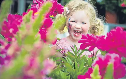  ??  ?? The crowds were out in force for the Gardening Scotland event in Edinburgh. Pictured enjoying the blooming marvellous flower displays is Jessica Ross, three, from Sauchie.