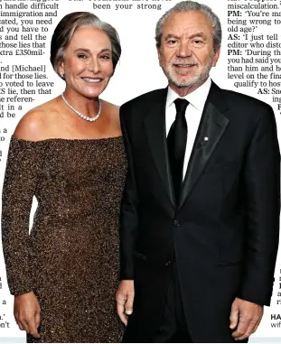  ??  ?? HAPPY: Alan Sugar with his wife, Ann