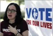  ?? AP PHOTO/JOHN RAOUX ?? Sofie Whitney, activist and student at Marjory Stoneman Douglas High School in Parkland, Florida, talks about voting Wednesday during a Vote for Our Lives event at the University of Central Florida in Orlando, Fla.