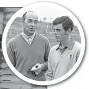  ??  ?? Bernard checks the stock of sweaters in his Wentworth pro shop in 1989, and receives some words of advice from Ryder Cup skipper, and fellow Bathgate member, Eric Brown (inset) 20 years earlier