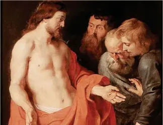  ??  ?? Corpo di Cristo. Pieter
Paul Rubens Incredulit­à di San Tommaso (1613-1615). Anversa, Museo Reale di Belle Arti