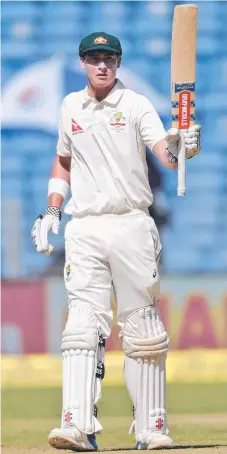  ?? Picture: AP ?? Australian opener Matthew Renshaw battled through an upset stomach to score 68 in the first Test against India.