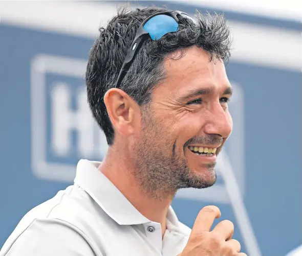  ?? Picture: Getty. ?? Peter Whiteford looks relaxed as he prepares to tee off on the 17th hole as he makes a surprise opening round impact.