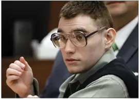  ?? AMY BETH BENNETT — SOUTH FLORIDA SUN-SENTINEL VIA THE ASSOCIATED PRESS ?? Nikolas Cruz, appearing Tuesday in the Broward County Courthouse in Fort Lauderdale, Fla., pleaded guilty to killing 14students and three staff members in the Feb. 14, 2018 Parkland school shooting massacre. A jury will decide if Cruz gets the death penalty.