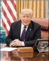  ?? OLIVIER DOULIERY / ABACA PRESS ?? President Donald Trump speaks by phone with Mexican President Enrique Peña Nieto on Monday about a new trade deal.