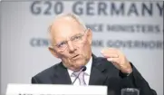  ?? PHOTO: EPA ?? German Finance Minister Wolfgang Schaeuble at a news conference following a plenary session of the G20 Finance Ministers and Central Bank Governors in Washington, DC, on Friday.