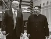  ?? Getty Images file photo ?? TOP: President Donald Trump’s followers will likely keep beating the drums of divisivene­ss. But love of country will prevail.
ABOVE: Trump admires North Korea’s leader Kim Jong Un and other strongmen. That’s not going to happen in a Joe Biden administra­tion.