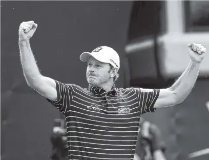  ?? THE ASSOCIATED PRESS ?? Brandt Snedeker reacts after winning the Wyndham Championsh­ip on Sunday at Sedgefield Country Club in Greensboro, N.C.