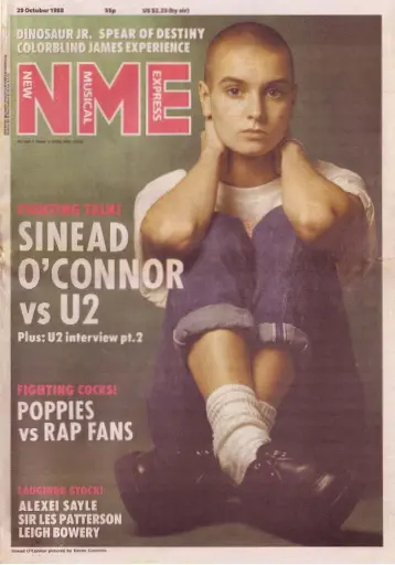  ??  ?? NME COVER STORIES: Above, Sinead O’Connor’s cover from October 1988 which Barry Egan wrote. From top right, John Lennon shot in December 1980; Bowie Quits in July 1973; The Clash in April 1977. Inset left, U2’s first NME cover in February 1981