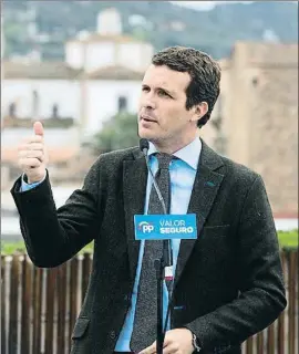  ?? DAVID MUDARRA / PP / ACN ?? El líder del PP, Pablo Casado, en un acto electoral en Cáceres