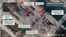  ??  ?? A satellite image shows what appears to be the constructi­on of a third Chinese aircraft carrier at the Jiangnan shipyard in Shanghai on 17 April. Photograph: HANDOUT/Reuters