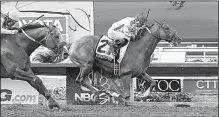  ?? Courtesy of Benoit Photo ?? Collected, ridden by Martin Garcia, holds off 3-5 Arrogate, with Mike Smith, by a half-length to win Saturday’s $1 million Pacific Classic at Del Mar Racetrack. Collected and Arrogate are both trained by Hall of Famer Bob Baffert.