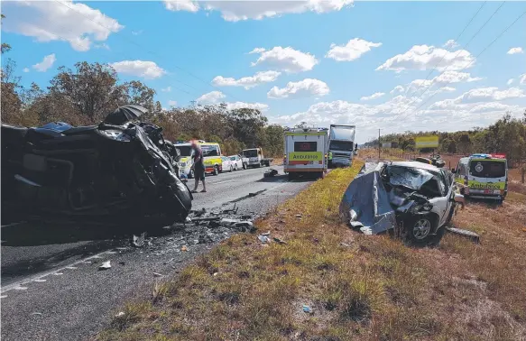  ??  ?? The scene of the crash near South Isis that claimed the lives of two people, one of them eight-year-old Olivia Douglas from Coomera (below).