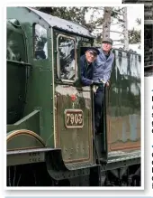  ?? BOTH: JACK BOSKETT ?? The pioneering locomotive crew: Driver John Cruxon and ex-BR fireman Chris Smith lean out of Foremarke Hall’s cab on March 3.