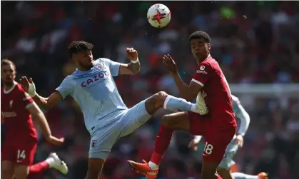  ?? Photograph: Adam Vaughan/EPA ?? Tyrone Mings was booked for his challenge on Cody Gakpo.
