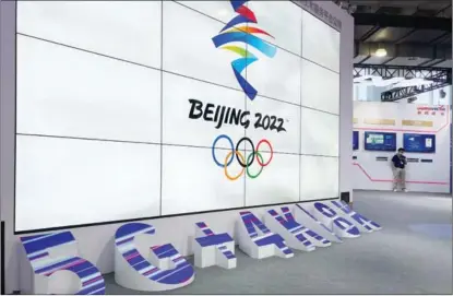  ?? PROVIDED TO CHINA DAILY ?? Emblems for the Beijing 2022 Olympic and Paralympic Winter Games are presented on an 8K ultrahigh definition screen in Beijing in May 2021.