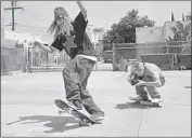  ??  ?? OLAN PRENATT, left, and Ryder McLaughlin are part of a skate crew in the coming-of-age “Mid90s.”