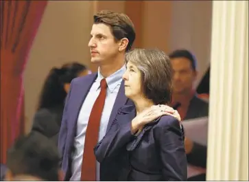  ?? Rich Pedroncell­i AP ?? STATE SEN. Nancy Skinner, shown with Sen. Henry Stern, co-sponsored the bill with Sen. Joel Anderson that changes who can be charged with felony murder, calling the law a historic and reasonable fix.