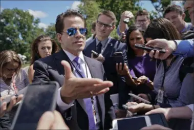  ?? THE ASSOCIATED PRESS ?? White House communicat­ions director Anthony Scaramucci speaks to members of the media at the White House in Washington, Tuesday.