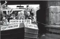  ??  ?? Opening of the canal bridge at Kirkintill­och in 1990