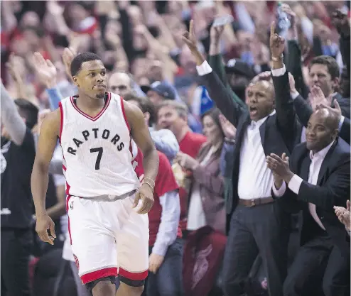  ?? NATHAN DENETTE / THE CANADIAN PRESS ?? The situation surroundin­g all-star guard Kyle Lowry figures to be the most pressing off-season issue facing the Toronto Raptors. Lowry is a pending free agent and it could cost the Raptors some $200M to re-sign him.