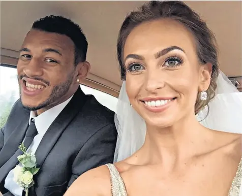  ??  ?? Courtney Lawes, the England and Northampto­n rugby player, with his wife Jessica on their wedding day. Lawes, also pictured on the field and with Jessica and their four children, writes below of his belief that marriage is the ideal environmen­t for raising children