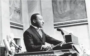  ?? AP FILE PHOTO ?? The Rev. Martin Luther King Jr., delivers his Nobel Peace Prize acceptance speech in the auditorium of Oslo University in Norway on Dec. 10, 1964.