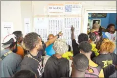  ?? ?? Voters check the list of electors at a polling station in the capital Honiara on April 17. Voting began across the Solomon Islands on Wednesday in the South Pacific nation’s first general election since the government switched diplomatic allegiance­s from Taiwan to Beijing and struck a secret security pact that has raised fears of the Chinese navy gaining a foothold in the region. (AP)