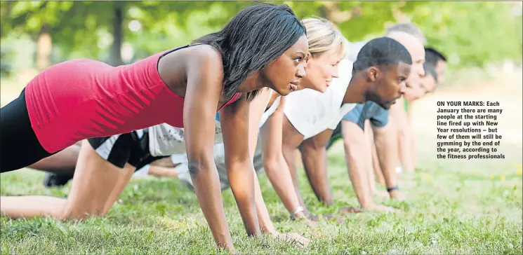  ??  ?? ON YOUR MARKS: Each January there are many people at the starting line fired up with New Year resolution­s – but few of them will still be gymming by the end of the year, according to the fitness profession­als