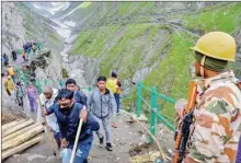  ?? PTI ?? The Amarnath yatra, which is scheduled to begin on June 30 after a gap of two years, will be guarded by hundreds of police personnel and paramilita­ry troops