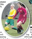  ??  ?? ●● Ffion Owen (main picture), Katie Mindwinter (le (left), and Sioned Phillips (right) all scored goals to remember this season