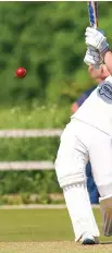  ??  ?? Ousman Khizer (left) took two wickets to continue his great form with the ball for Ticknall. Ben Slater hits out on his way to a century but it was in a losing cause.