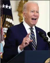  ?? SUSAN WALSH / ASSOCIATED PRESS ?? President Joe Biden speaks at the White House in Washington on Tuesday about proposed rules meant to push insurance companies to increase their coverage of mental health treatments. Though medical credit cards can help patients pay for services they might not be able to immediatel­y afford and aren’t covered by health insurance, high interest rates can cause costs to snowball into deep debt.