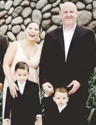  ??  ?? Enjoying the cool Tagaytay air are the groom’s sister Movie stars Tom Rodriguez and maid-ofhonor Bea Jordan, Garry Jordan and their adorable sons Carla Abellana, who has been Macy’s Tristan, the ring bearer, and Kai, the coin bearer. best friend since...