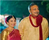  ??  ?? (above) Hyderabad-based designer Savita Reddy gifted her daughter her jewellery for the big day, and then added to the theme of sustainabl­e weddings, she herself wore her own wedding sari, a pink Kanchivara­m Pattu sari. (right) A throwback picture of herself from her wedding