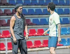  ?? FOTO: FCB ?? Mentor charló amistosame­nte con Neymar antes de iniciar la sesión