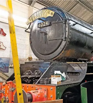  ?? MARTYN BANE ?? The latest view of progress on No. 6024, immediatel­y prior to work halting because of coronaviru­s. There’s still work to do, but ‘KEI’ is very much a locomotive again in Minehead shed on February 28.