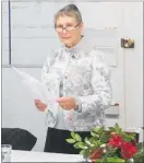  ??  ?? Far North Citizens Advice Bureau chair Gayle Ansley delivering her annual report.