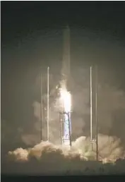  ?? STEVE HELBER/ASSOCIATED PRESS ?? The Orbital ATK Antares rocket lifts off from the the NASA Wallops Island flight facility Monday night.