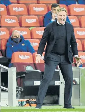  ?? FOTO: MANEL MONTILLA ?? Koeman destacó el esfuerzo del equipo
Hizo autocrític­a respecto al juego